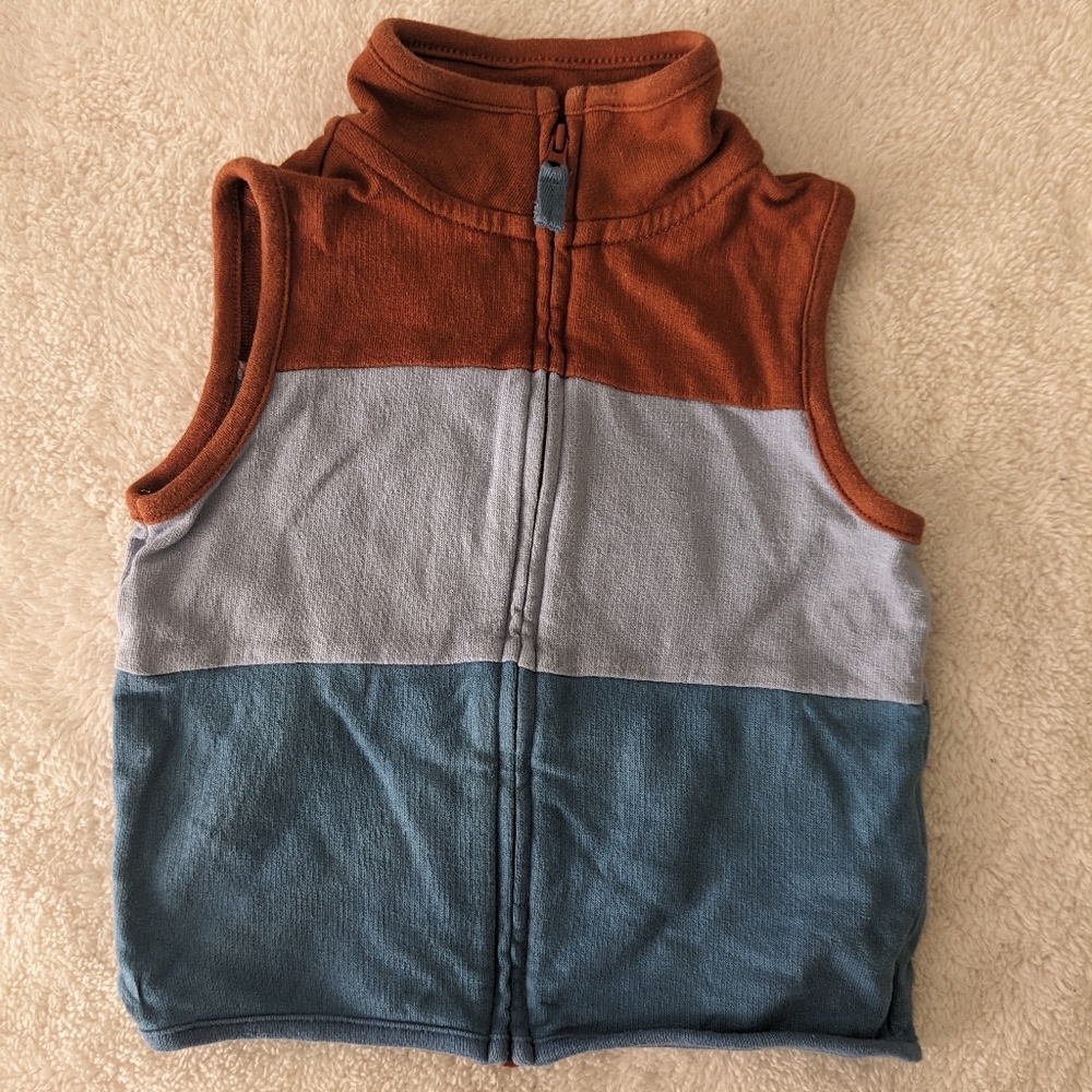 Carter's Copper/Light blue/Blue stripe toddler Vest. Size 18 months
